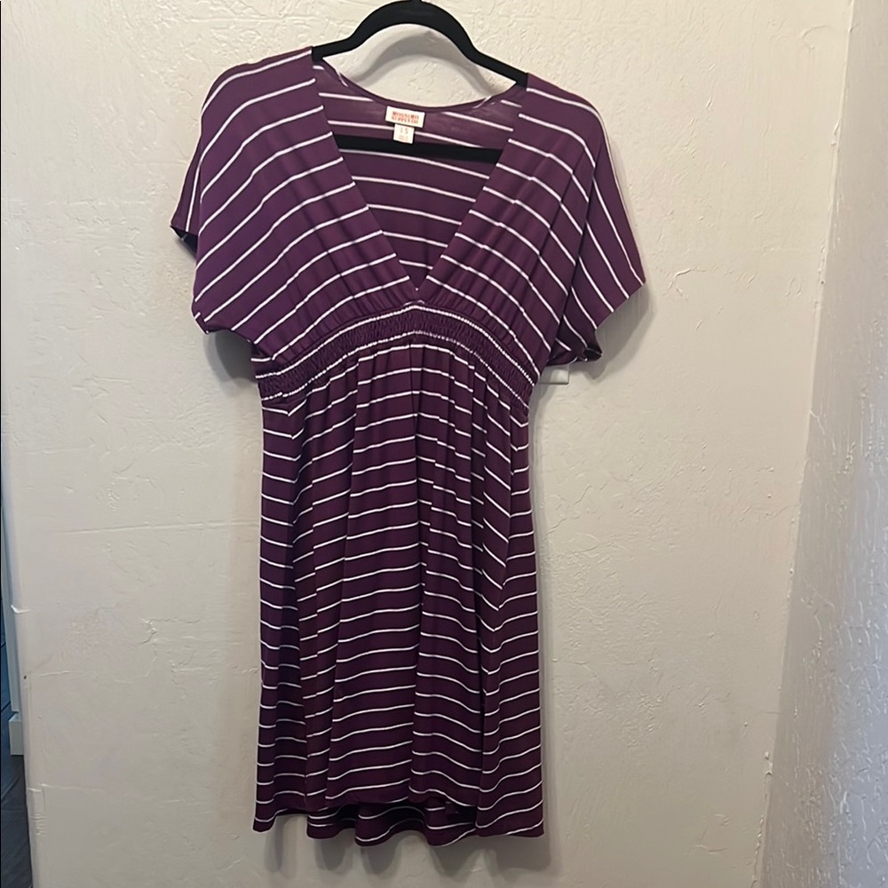 Mossimo Supply Co. Purple and White Striped Midi Dress